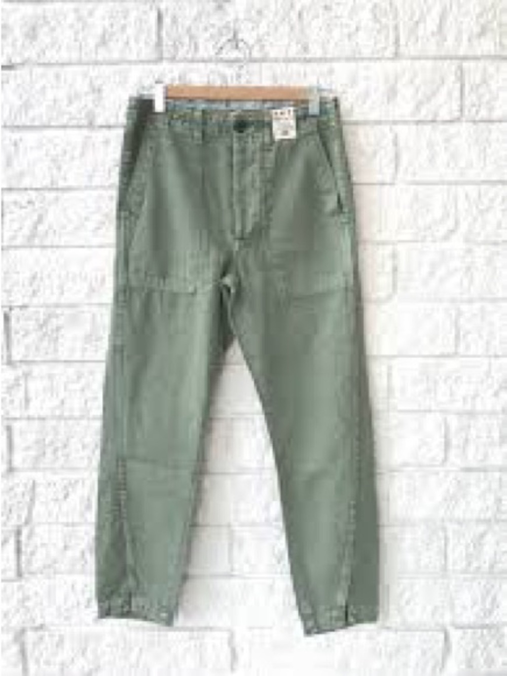 Amo Army Twist Olive Cotton Linen Pants Waist 30